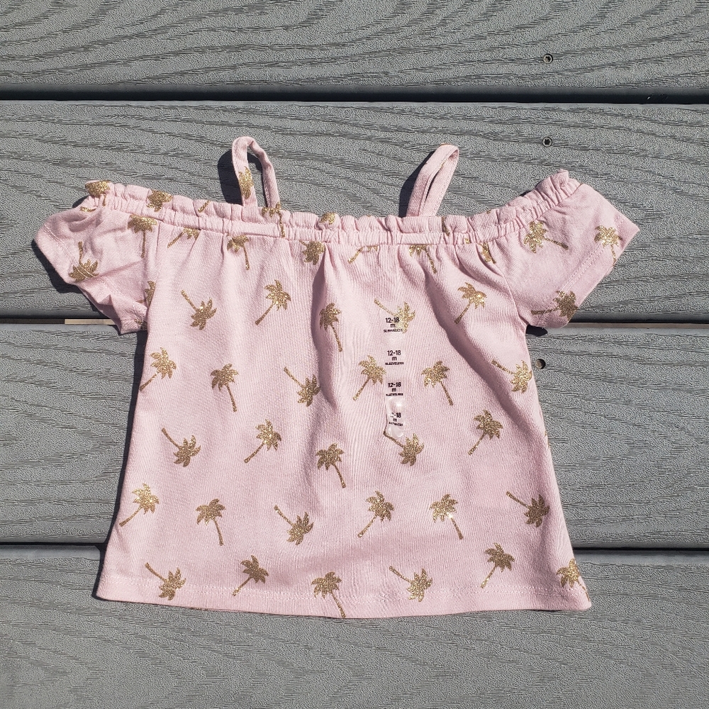 Children's Place Off the Shoulder Sparkling Palm Top